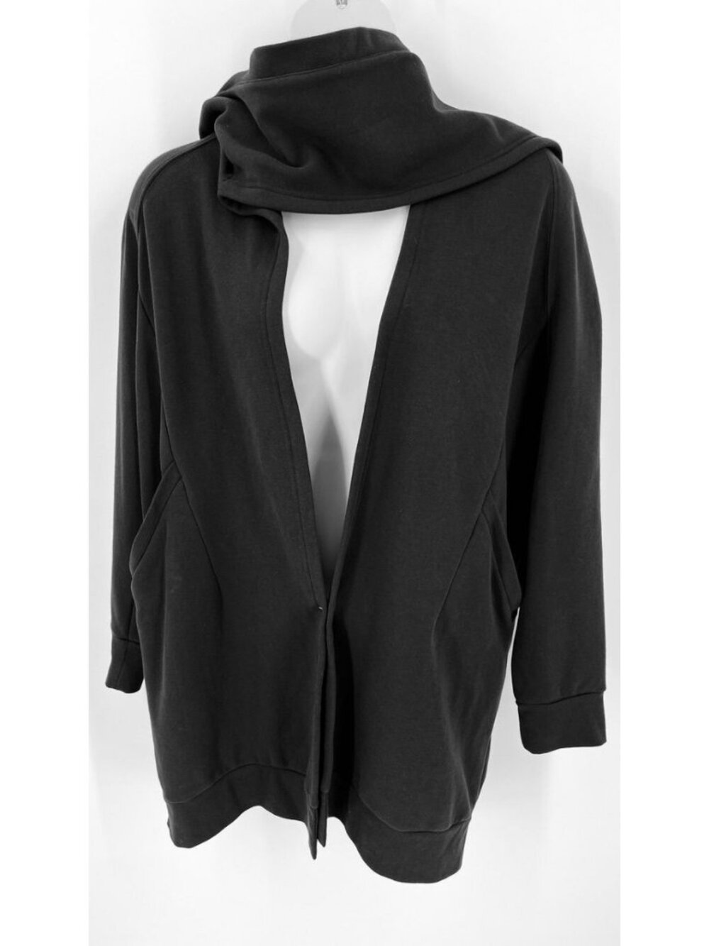 Fabletics Geri Long Wrap Scarf Cardigan Black Size M New With Tags Loose Fit